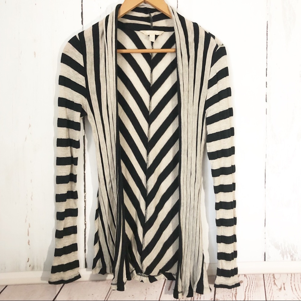 Banana Republic • Striped Long Line Linen Cardigan